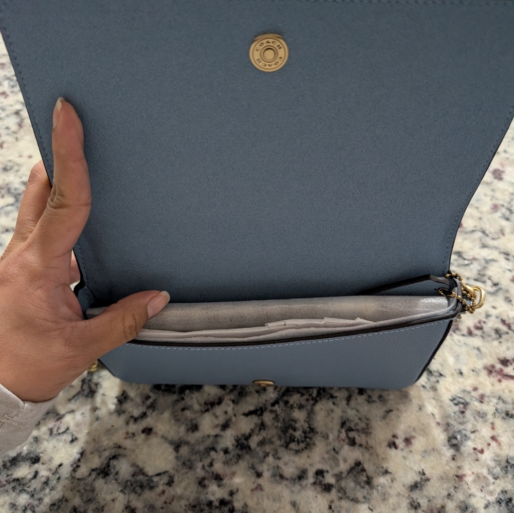 Coach Mila Sky Blue Crossbody Bag with Gold Chain - Picture 5 of 7